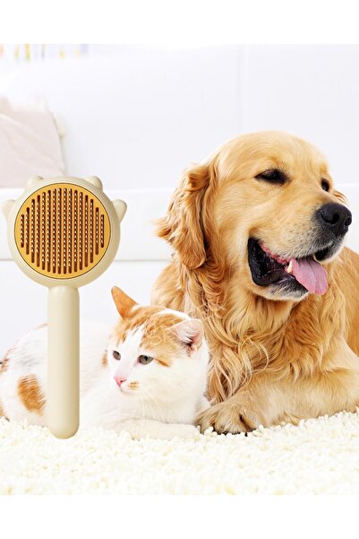 SARFEX Kedi Köpek Tüy Toplama Tarama Otomatik Temizlenen Tuşlu Kulak Şekilli Fırça