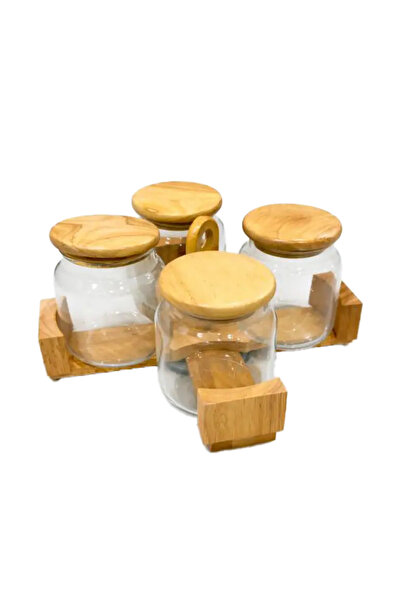 Generic Jar Set 4 Pieces with Wooden Stand