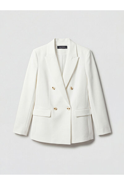 LC Waikiki Ecru double-breasted crepe women's blazer jacket by gulis gi̇yi̇m