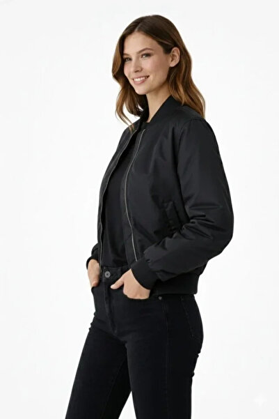 nedo7 Premium Bomber Jacket with Snap Closure, Ribbed Cuffs, Lined, Regular F...