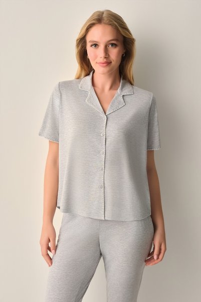 SUWEN Hilary Shirt Collar Pajama Set