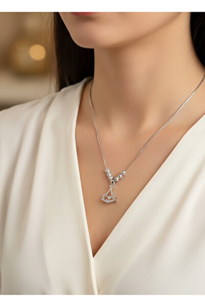 stainless steell 316L Silver Color Steel Chain Gingko Leaf Model Zircon Stone...