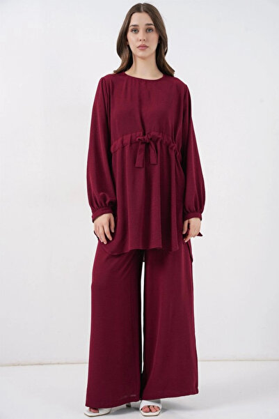 nedo7 Long Tunic Pants Double Set 6719 - Burgundy