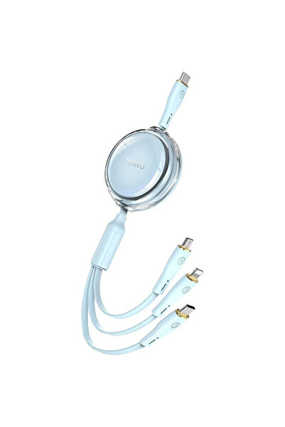 WIWU Vigor Series WI-C023 3-in-1 Retractable Fast Charging Cable – White