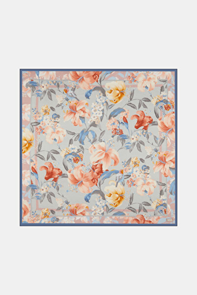 Vakko ÇİÇEK DESENLİ SATEN İPEK EŞARP