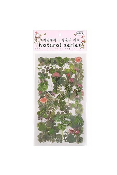 ENVY Scrapbooking Ajanda Günlük Journal Süsleme Doğal Bitki Görünümlü Sticker Etiket Seti Yonca