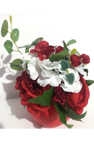 Pasiunea Florilor Red Ceramic Vase With Red Roses