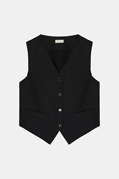 W Collection SİYAH KETEN YELEK