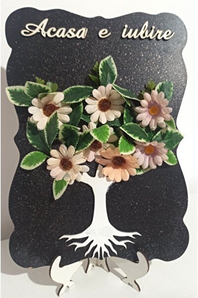 Pasiunea Florilor WOODEN "FAMILY" PICTURE WITH 3D FLOWERS