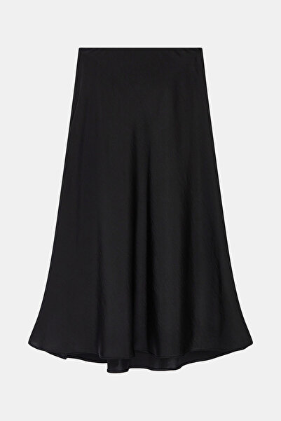 W Collection SİYAH SATEN MİDİ ETEK