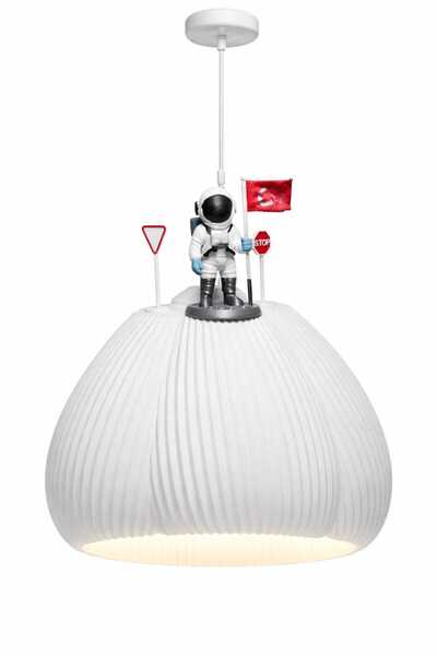 ÇETİN ASM ASTRONOT ŞIK TASARIM BEYAZ ÇOCUK ODASI TEK DUY AVİZE