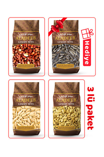 ALADEEB Kabak, Sarı Karpuz Çekirdeği ve Soslu Yer Fıstığı 3’lü Kuruyemiş Set ...