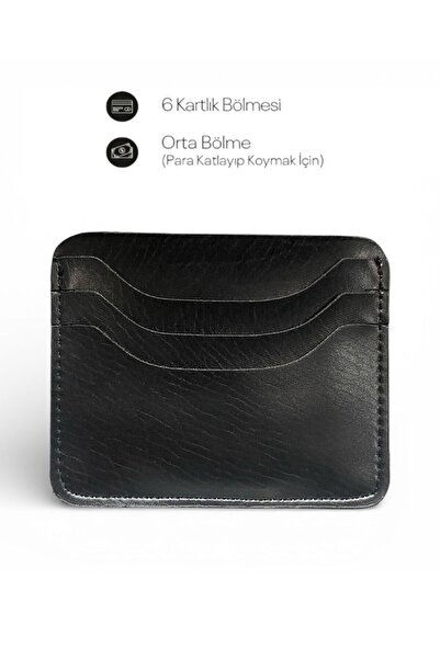 Gesa Black Horizontal Model Basic Slim Unisex Card Holder