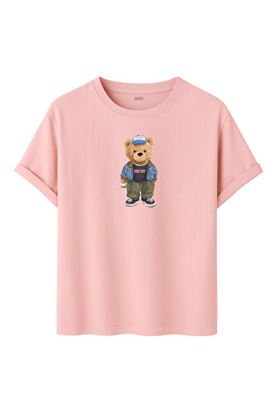DK DAKSEL تي شيرت أبيض اللون للجنسين مطبوع عليه دمية دب مصنوع من القطن بنسبة ...