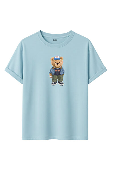 DK DAKSEL تي شيرت أبيض اللون للجنسين مطبوع عليه دمية دب مصنوع من القطن بنسبة ...