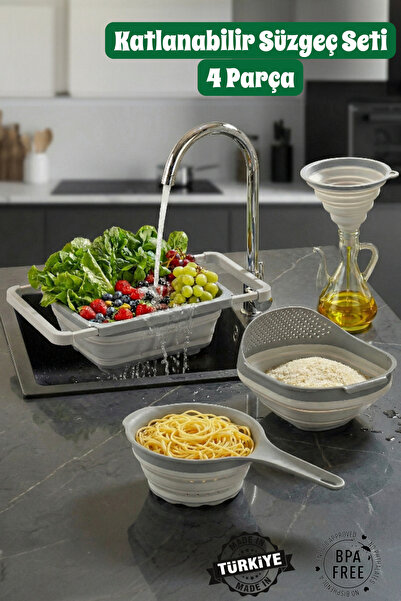 MUF HOME Qlux Ideas 4-Piece Foldable Strainer Set - Practical Strainer Set Th...