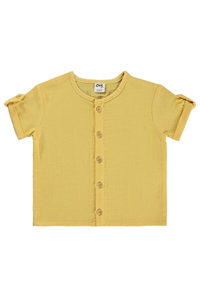 Civil Baby Müslin Kısa Kol 6-18 Ay Gömlek - Hardal 12-18 Ay