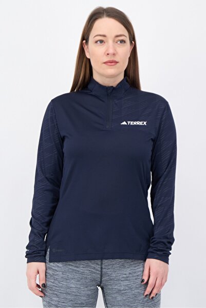 adidas Terrex Women Slim Fit Long Sleeve Hiking Top, Navy