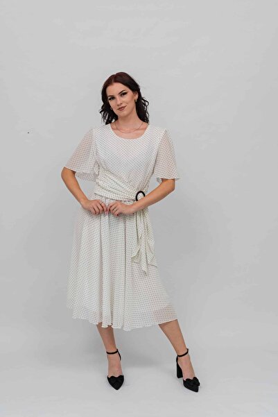 Gorgeaux Elisabeta White Dress with Polka Dot - M(38)