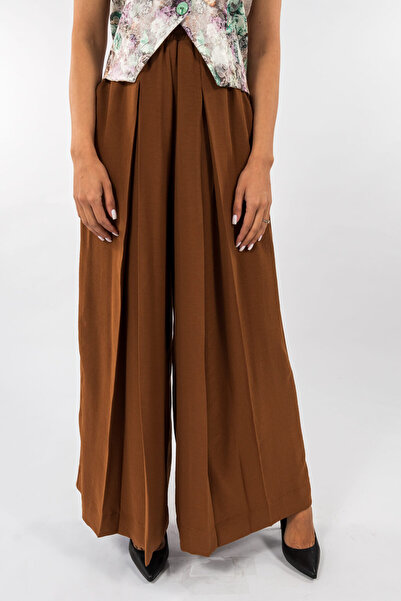 Gorgeaux Pantaloni evazați maro cu buzunare - 5XL(50)