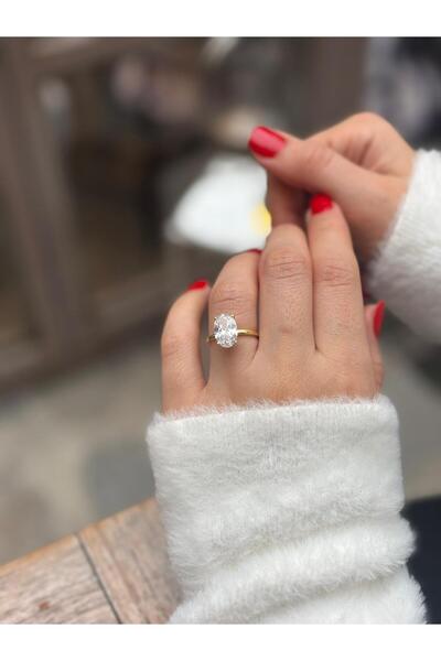 bestmysilver Kadın Gümüş Oval Kesim Tektaş Yüzük