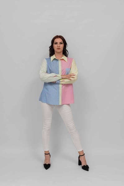 Gorgeaux Adela Colorful Shirt With Variegated Print - ONE SIZE