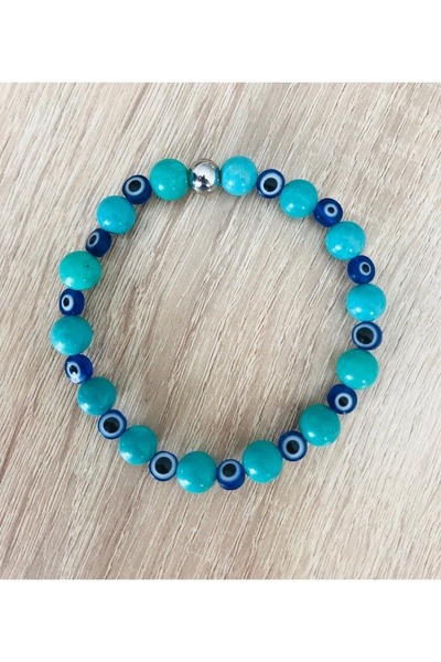 MK tasarım سوار من حبات العين التركواز الحقيقية - MKT.1.101.74 مريح، مهدئ، سو...
