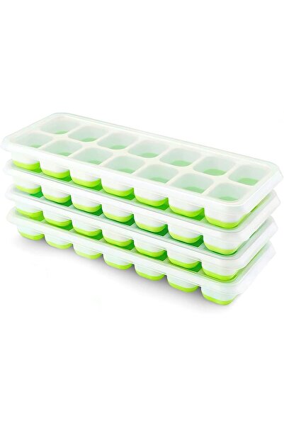 Genenic Airabc Ice Cube Tray, Pack of 4 Silicone Ice Cube Trays with Lid, Spa...
