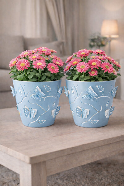 Binbirreyon 2 Adetli Üç Boyutlu Kelebek Saksı 14,5cm 1,4Lt AH093R