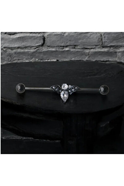 TakıLabirenti Yarasa Şeklinde Industrial Barbell Piercing, Gotik Kıkırdak Küp...
