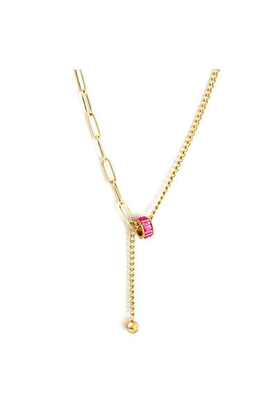 Pursehuit Gold-coloured necklace, made of stainless steel, blown with 18k gol...