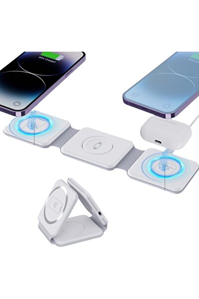 NO BRAND Foldable Magnet Wireless Charger, 3-in-1 Charging Bracket Stand, iPh...