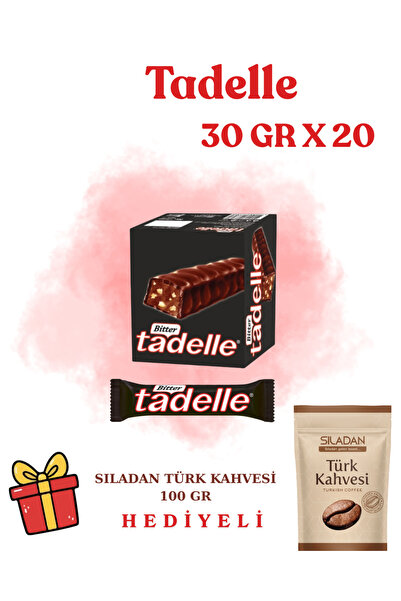 Tadelle Bitter Çikolata Fındık Dolgulu 30 gr X 20 adet + Sıladan Kahve (100 g...