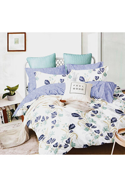 FIONNA.RO Satin Cotton Underwear 4 Pieces - Blue Flowers