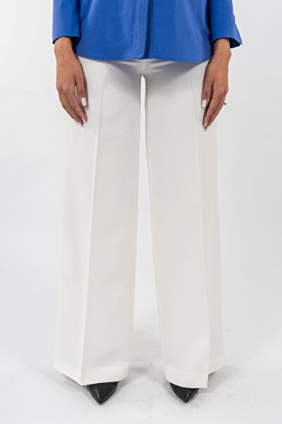 Gorgeaux Elegant White Flared Pants - XL(42)