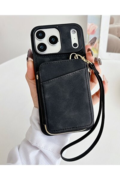 KILIF HOUSE iPhone 15 Compatible Leather Wallet Case with Zipper Bag
