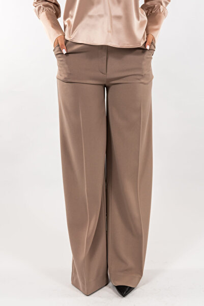 Gorgeaux Pantaloni eleganți din material textil maro - 4XL (48)