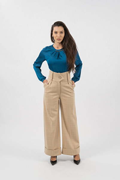 Gorgeaux Cream High Waist Flared Pants - L