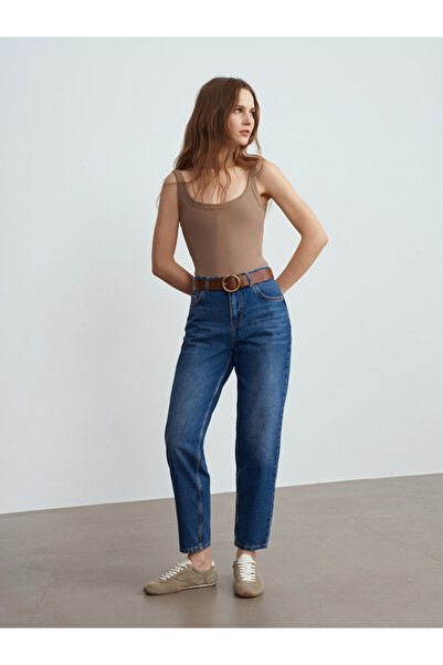 Dilvin 72287 100% Cotton Low Waist Jeans-Blue