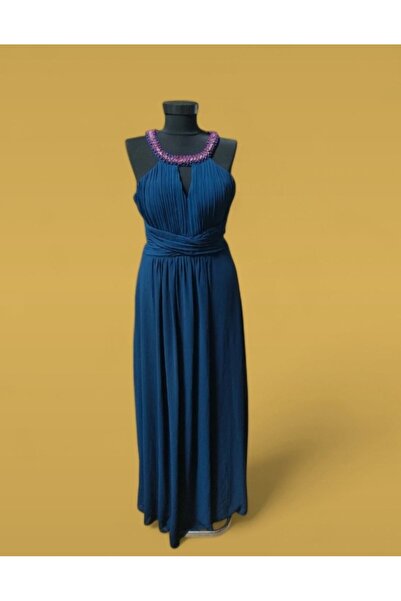 OEMS Long Occasion Dress, Size L, Dark Blue Color