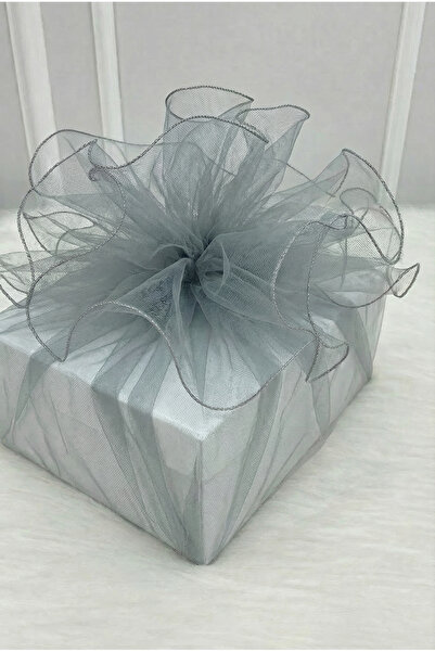 ZEYMERADE تول رمادي مزخرف بحواف أوفرلوك، حقيبة هدايا للعروس والعريس لحفلات ال...