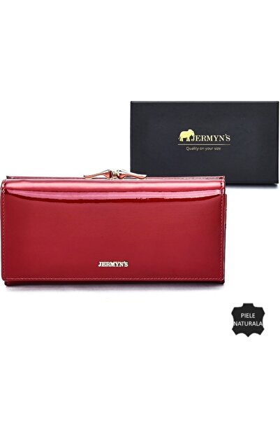 JERMYN'S Vicenza genuine leather women's wallet, red lacquered