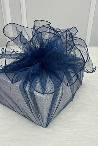 ZEYMERADE تول زخرفي باللون الأزرق الداكن بحواف مطرزة، حقيبة هدايا للعروس والع...