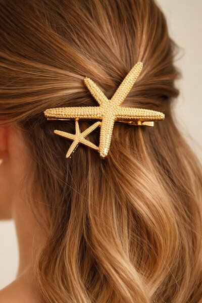 TAKIŞTIR Altın Renk Yıldız Figürlü Yan Toka