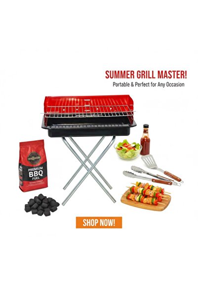 Lider MAGNESİA KÖŞELİ SEYYAR ÇAPRAZ AYAKLI IZGARALI MANGAL 48X30 CM AYARLANAB...