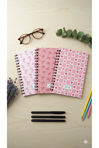 Defterci دفتر ملاحظات، دفتر مدرسي، دفتر ملاحظات حلزوني، مجموعة من 3 قطع بأورا...