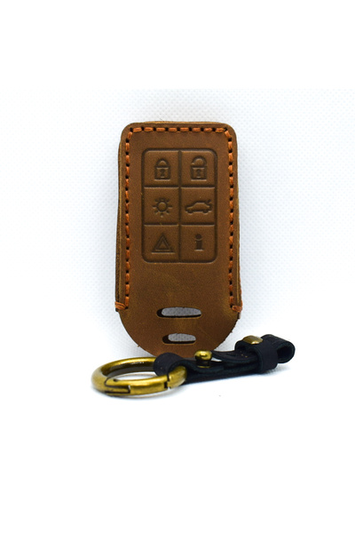 AUTOTOB AUTOTOB® genuine Leather key case, 6 buttons, Volvo, brown