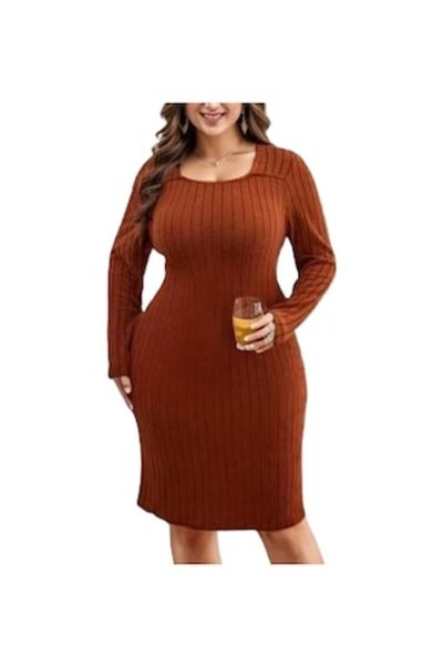 OEM Rochie Cestal, Tricotată, Roșu Cărămiziu