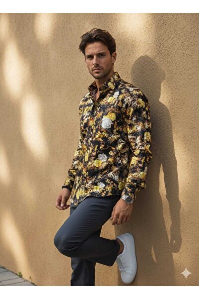 Louis Fabel Colorful Patterned Long Sleeve Men's Shirt