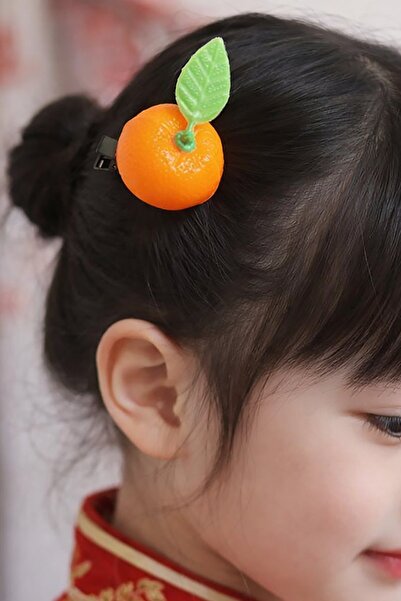 TAKIŞTIR Narandžasta bočna kopča sa uzorkom